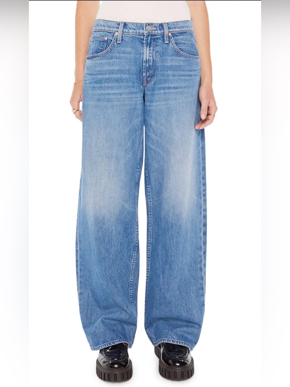 Mother Jeans The Down Low Spinner Sneak wide leg 100% cotton